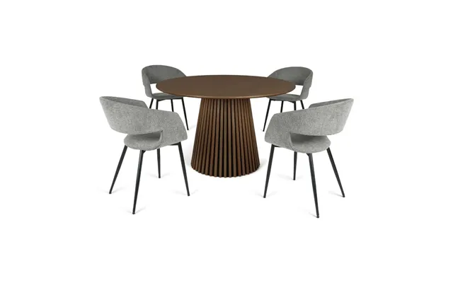 Spisebordssæt - Moon Lamella Dining Table Smoked Nilo Light Gray Fabric product image