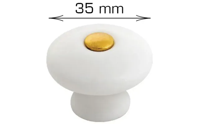 Home It Porcelænknop Ø35 X 30 Mm Hvid Guld 2 Stk.