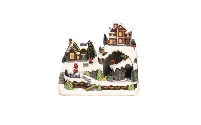 Juleby Mountain Town Nordic Winter Med Lys Og Musik. Til Batteri