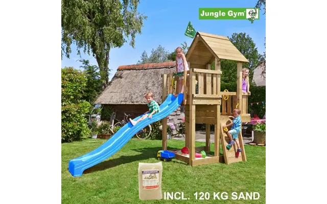 Jungle Gym Cubby Legetårn Komplet, Inkl. 120 Kg Sand Og Blå Rutschebane - 804-269sab