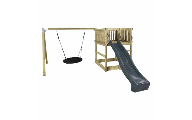 Plus Play Legetårn Inkl. Gyngestativ, Gråsort Rutsjebane Og Sort Redegynge - 185282-6