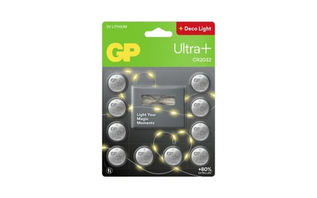 Gp Batteries Gp Lithium-knapcellebatterier Cr2032 10-pak Lyskæde 2m 151510 Modsvarer N A