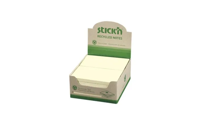 Stick'n Notesblok Recycled 76x127mm 100 Blad 12 Pakke Pastelgul 4712759217962 Modsvarer N A