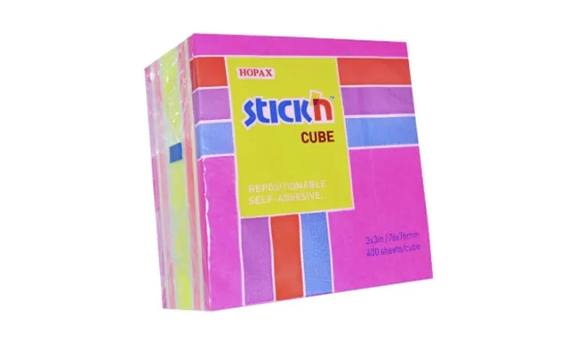 Stick'n Stick'n Neonkub 76x76 400 Blad Lyserød 4712759215364 Modsvarer N A