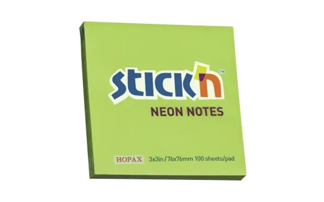 Stick'n Stick'n Notesblok 76x76 100 Blad Neon Grøn 4712759211670 Modsvarer N A