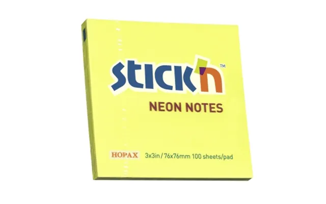 Stick'n Stick'n Notesblok 76x76 100 Blad Neon Gul 4712759211335 Modsvarer N A