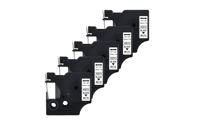 5 Stk. Dymo 45013 D1 Standardtape Sort På Hvid 12mm X 7m Uoriginal S0720530