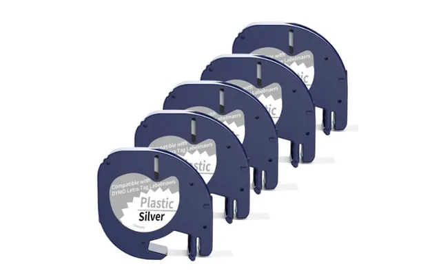 5 Stk. Dymo 91208 91228 Sort På Sølv Metallic 12 Mm Tape S0721730 - Kompatibel