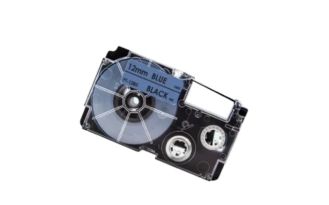 Casio Xr-12bu Sort Tekst Blå Tape 12 Mm X 8 M Tape - Kompatibel