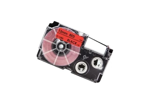 Casio Xr-12rd Sort Tekst Rød Tape 12 Mm X 8 M Tape - Kompatibel