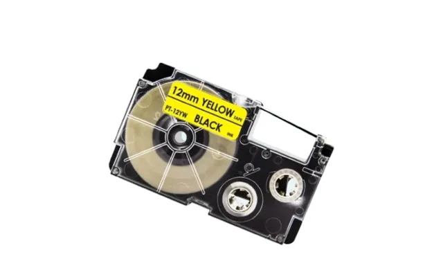 Casio Xr-12yw Sort Tekst Gul Tape 12 Mm X 8 M Tape - Kompatibel