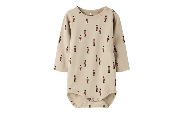 Name It Langærmet Body Med Mange Små Figur Print, Str. 56-92 - Beige