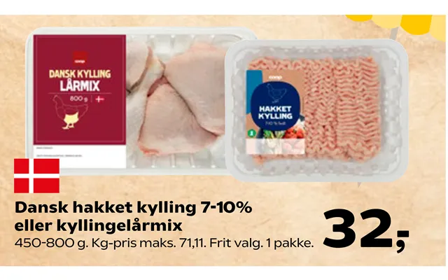Dansk Hakket Kylling 7-10% Eller Kyllingelårmix product image