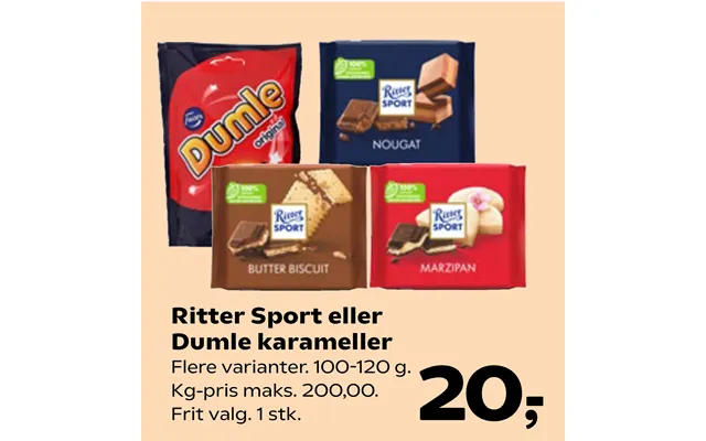 Ritter sports or dumle caramels product image
