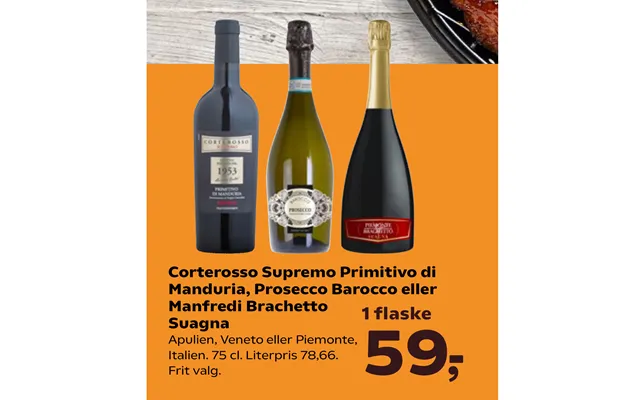 Corterosso supremo primitivo di manduria, prosecco barocco or manfredi brachetto suagna product image