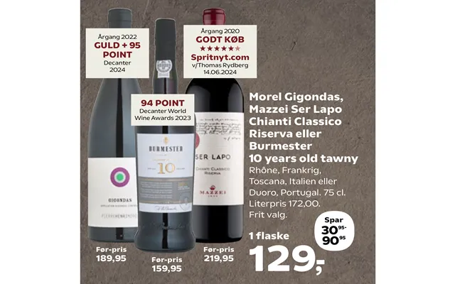 Morel Gigondas, Mazzei Ser Lapo Chianti Classico Riserva Eller Burmester 10 Years Old Tawny product image