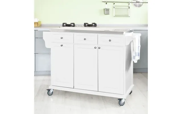Kitchen On Wheel With Top In Stainless Steel - White product image