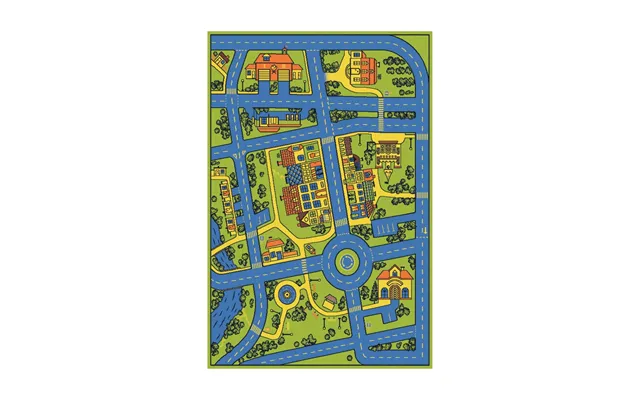 Legetæppe Biltæppe Med By Og Veje - 160 X 220