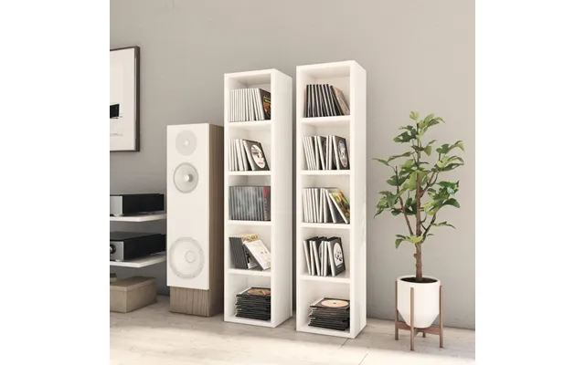 Cd-reoler 2 Stk. 21x16x93,5 Cm Spånplade Hvid Højglans