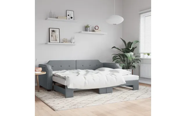 Daybed Med Udtræk 90x190 Cm Stof Lysegrå