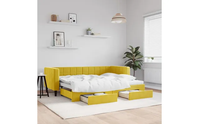 Daybed Med Udtræk Og Skuffer 80x200 Cm Velour Gul