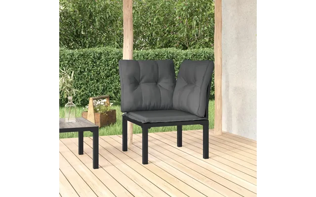 Hjørnemodul Til Havesofa Med Hynder Polyrattan Sort Og Grå