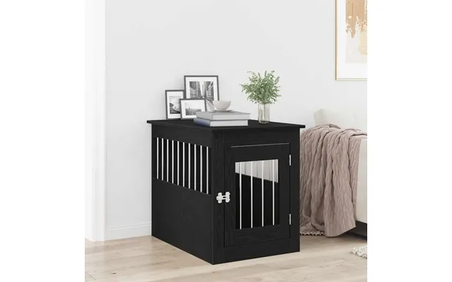 Hundeburmøbler Sort Egetræ 75x55x65 Cm Konstrueret Træ