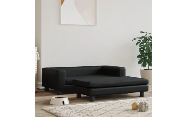 Hundeseng Med Forlængelse 100x50x30 Cm Kunstlæder Sort
