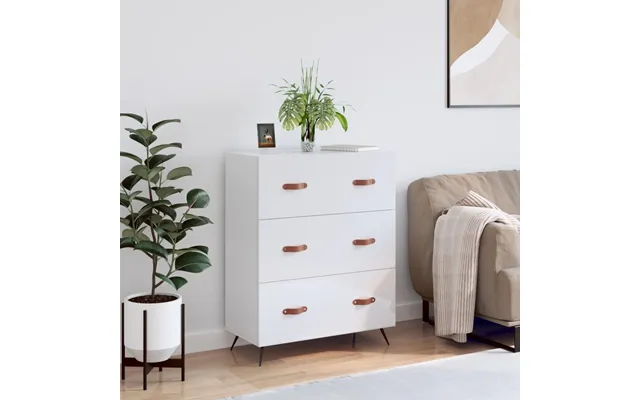 Kommode 69,5x34x90 Cm Konstrueret Træ Hvid Højglans