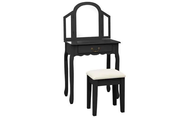 Kosmetikbord Med Taburet 65x36x128 Cm Kejsertræ Mdf Sort