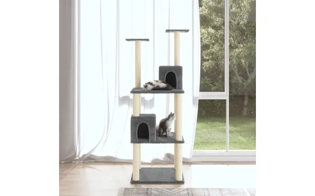 Kradsetræ Med Sisalkradsestolper 141 Cm Mørkegrå