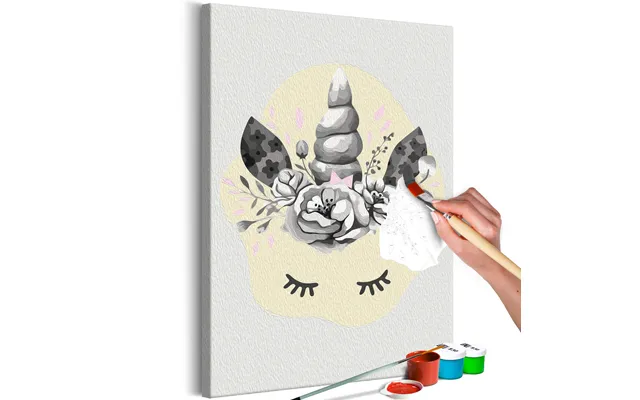 Mal Selv Billede - Rhino And Flowers 40 X 60 Cm