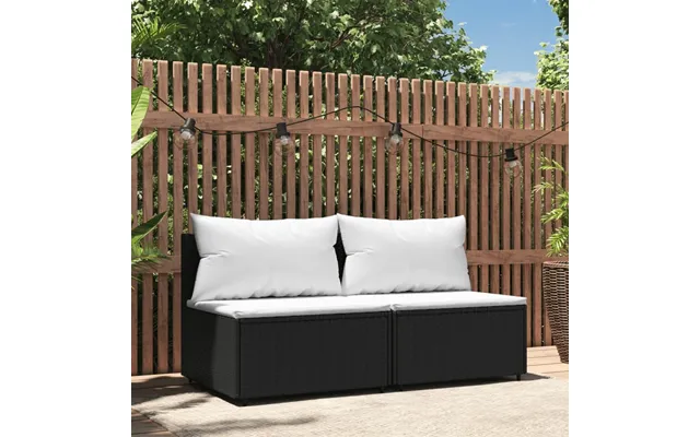 Midtermoduler Til Havesofa 2 Stk. Med Hynder Polyrattan Sort