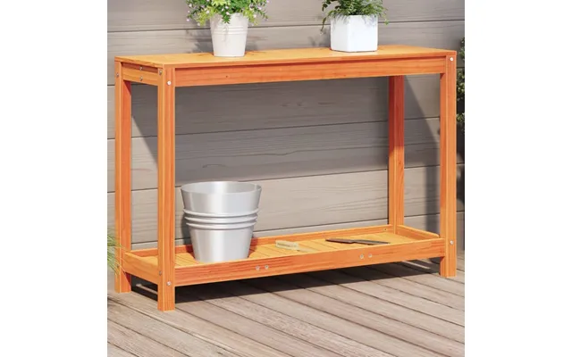 Plantebord Med Hylde 108x35x75 Cm Massivt Fyrretræ Gyldenbrun