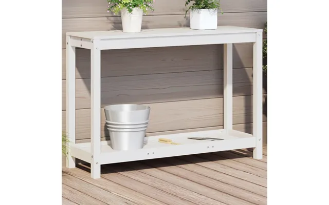 Plantebord Med Hylde 108x35x75 Cm Massivt Fyrretræ Hvid
