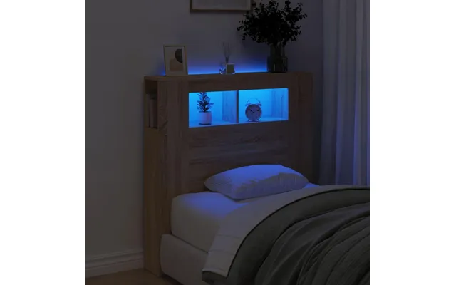Sengegavl 100x18,5x103,5 Cm Led-lys Konstrueret Træ Sonoma-eg
