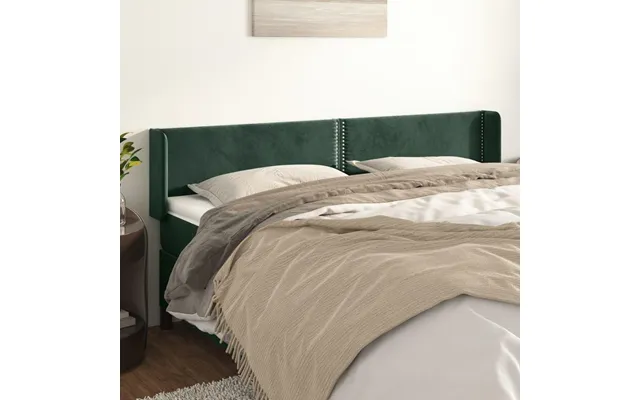 Sengegavl Med Kanter 163x16x78 88 Cm Fløjl Mørkegrøn