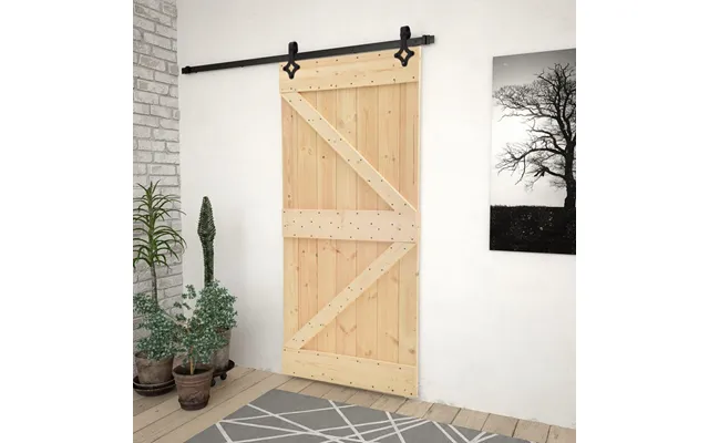Skydedør Med Monteringssæt 80x210 Cm Massivt Fyrretræ