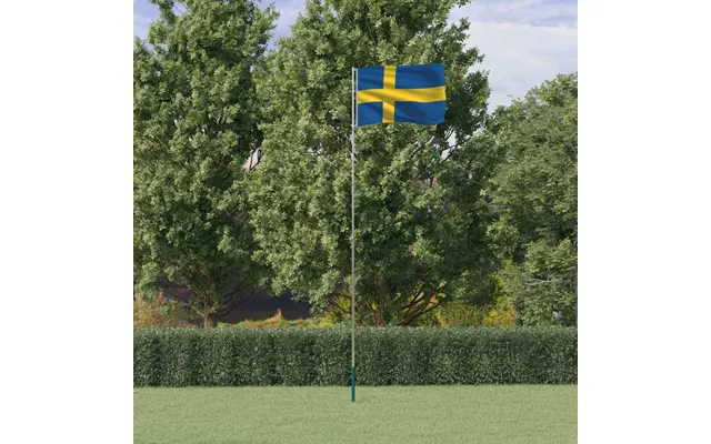Sverige Flag Og Flagstang 5,55 M Aluminium