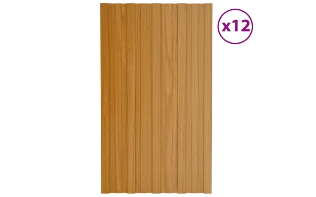 Tagplader 12 Stk. 80x45 Cm Galvaniseret Stål Lyst Træ