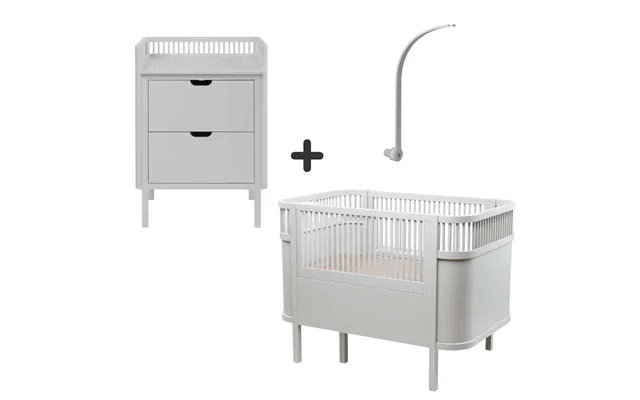 Sebra Sengen Og Puslebordet M. Uroholder - Stone Grey