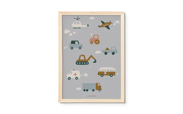 Liewood Beverly Plakat - Vehicles Dove Blue