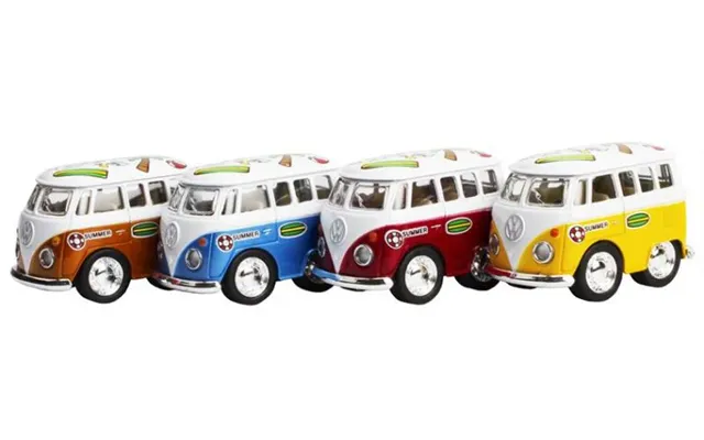 Magni Klassisk Vw Bus Pull Back - Gul, Rød, Blå, Orange