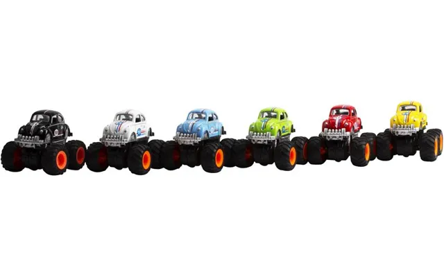 Magni Vw Bobble Herbie Monster Truck Med Pull Back - Sort, Rød, Grøn & Gul