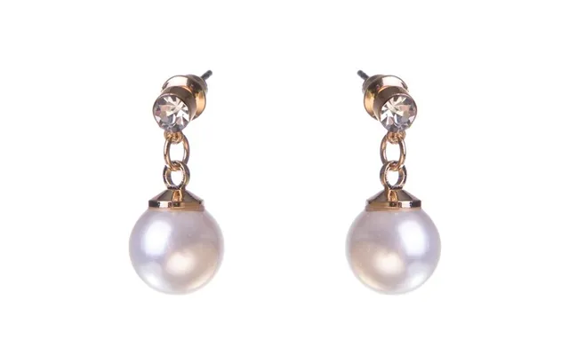 Dazzling Earring Col Clear Crystal On Stud W Hanging Mop Gold