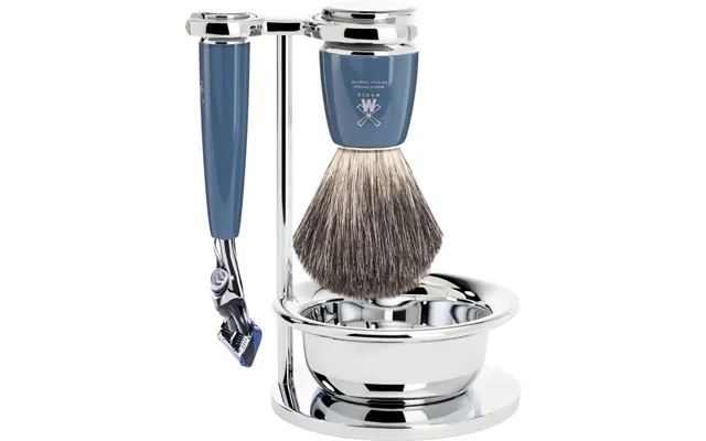 Mühle Rytmo Fusion Shaving Set Pure Badger Resin Petrol Blue