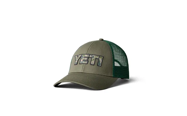 Yeti Camo Logo Badge Trucker Hat Olive