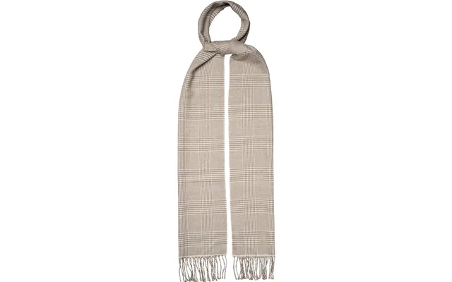 Beige Prince Of Wales Merino Wool Scarf