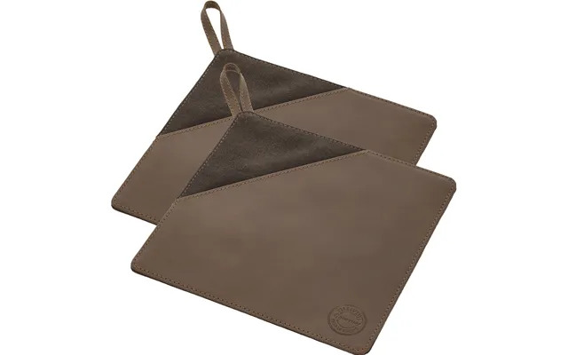 Grydelap 20,5 X 20,5 Cm 2 Stk. Brun Kanvas Læder
