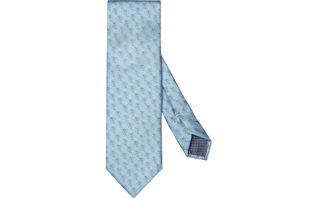 Mid Blue Motif Print Silk Tie